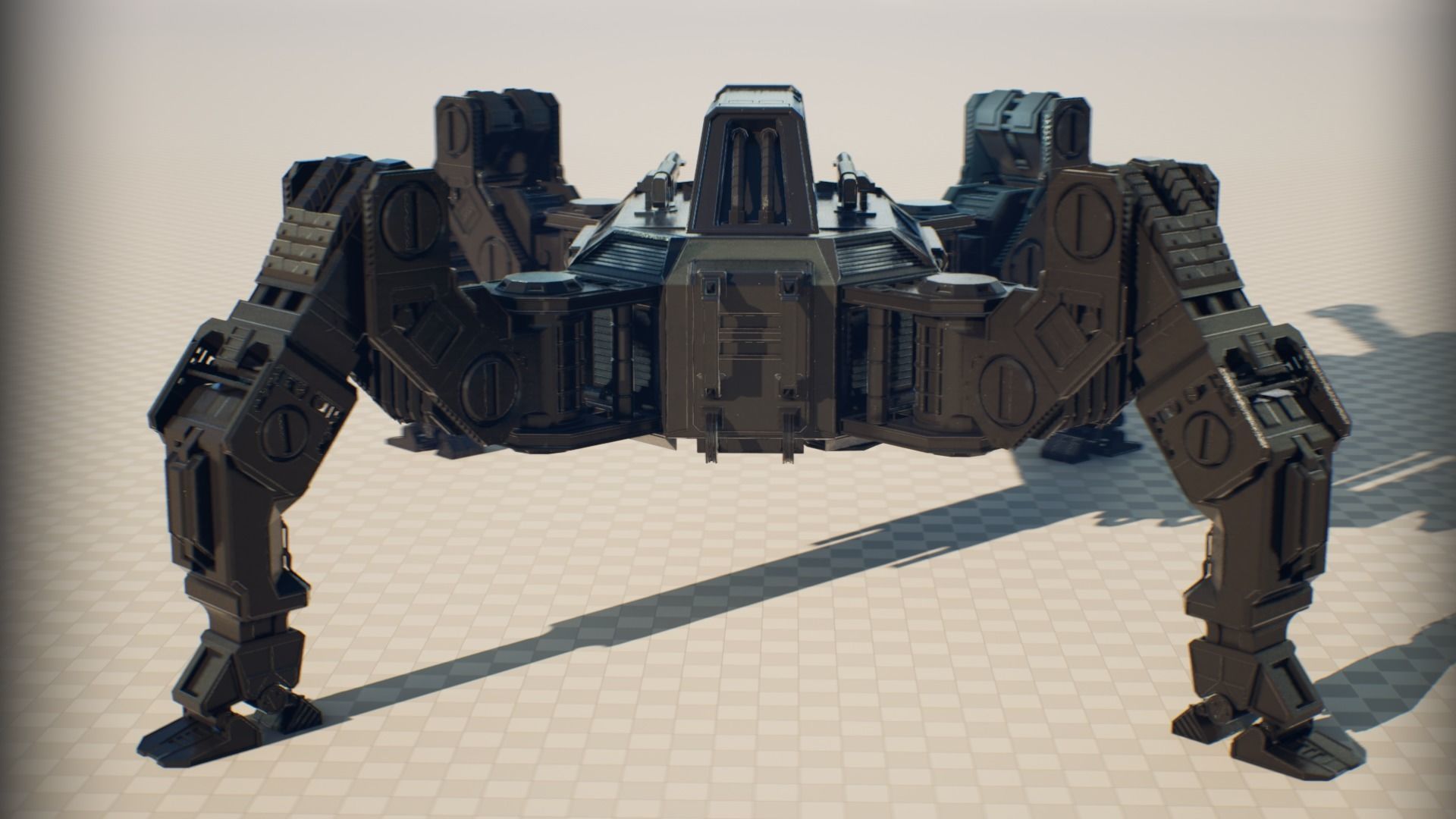 Quad Mech Rigged Low-poly 3D model_4