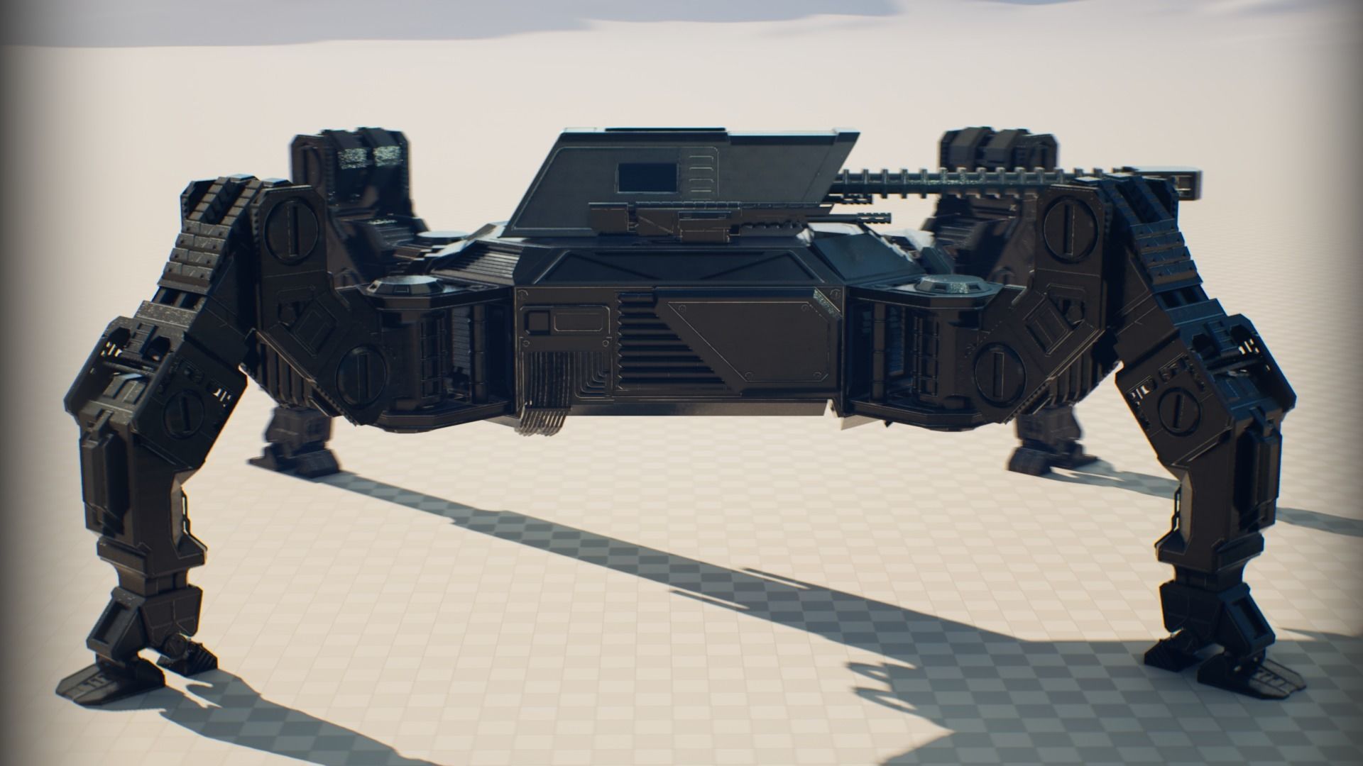 Quad Mech Rigged Low-poly 3D model_3