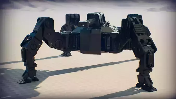 Quad Mech Rigged Low-poly 3D model