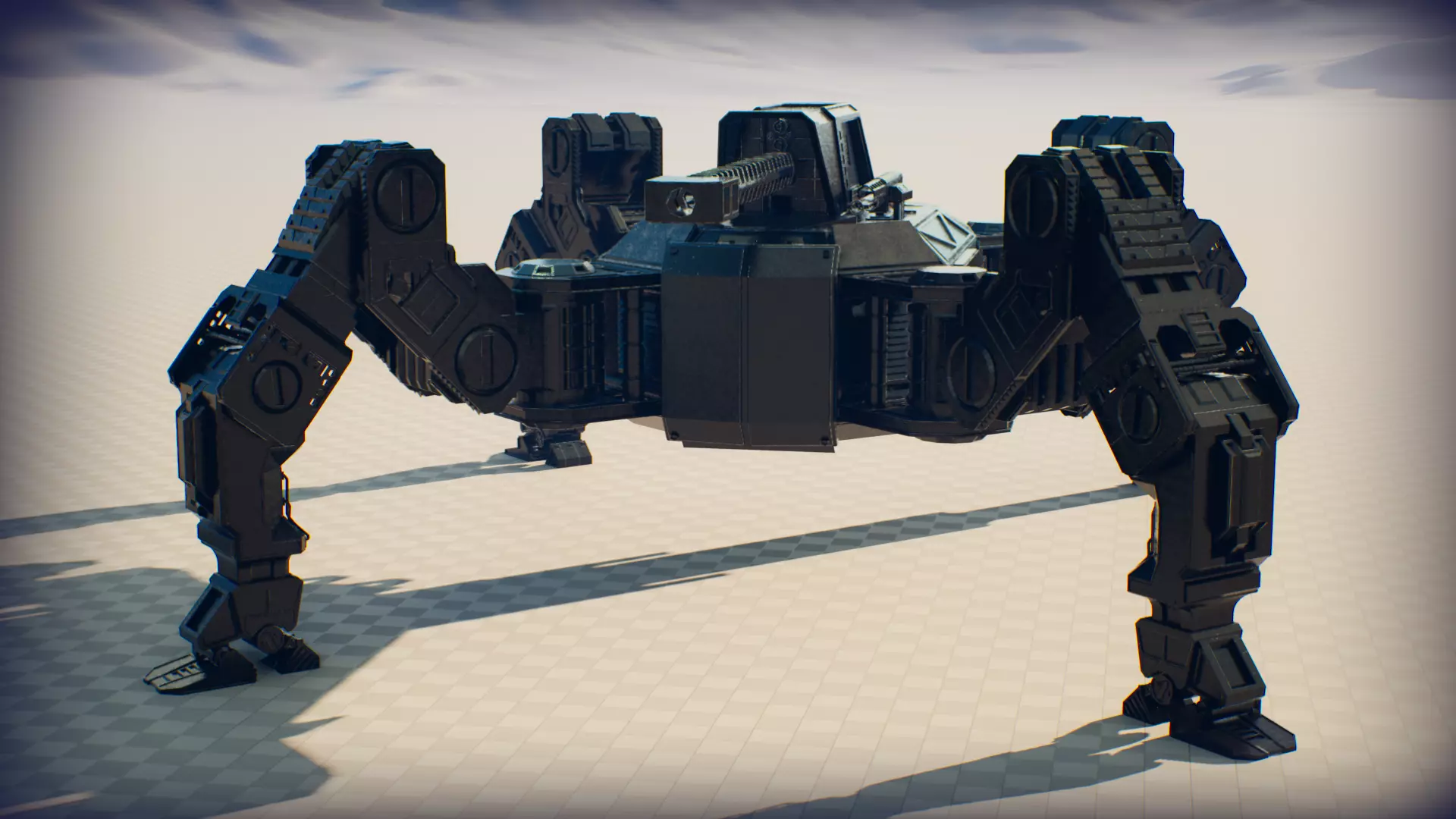 Quad Mech Rigged Low-poly 3D model_0
