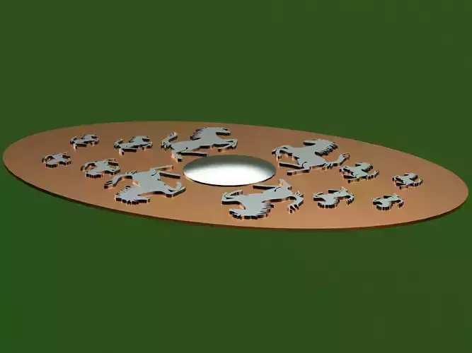 Oval Bronze Plated with Silver Horses