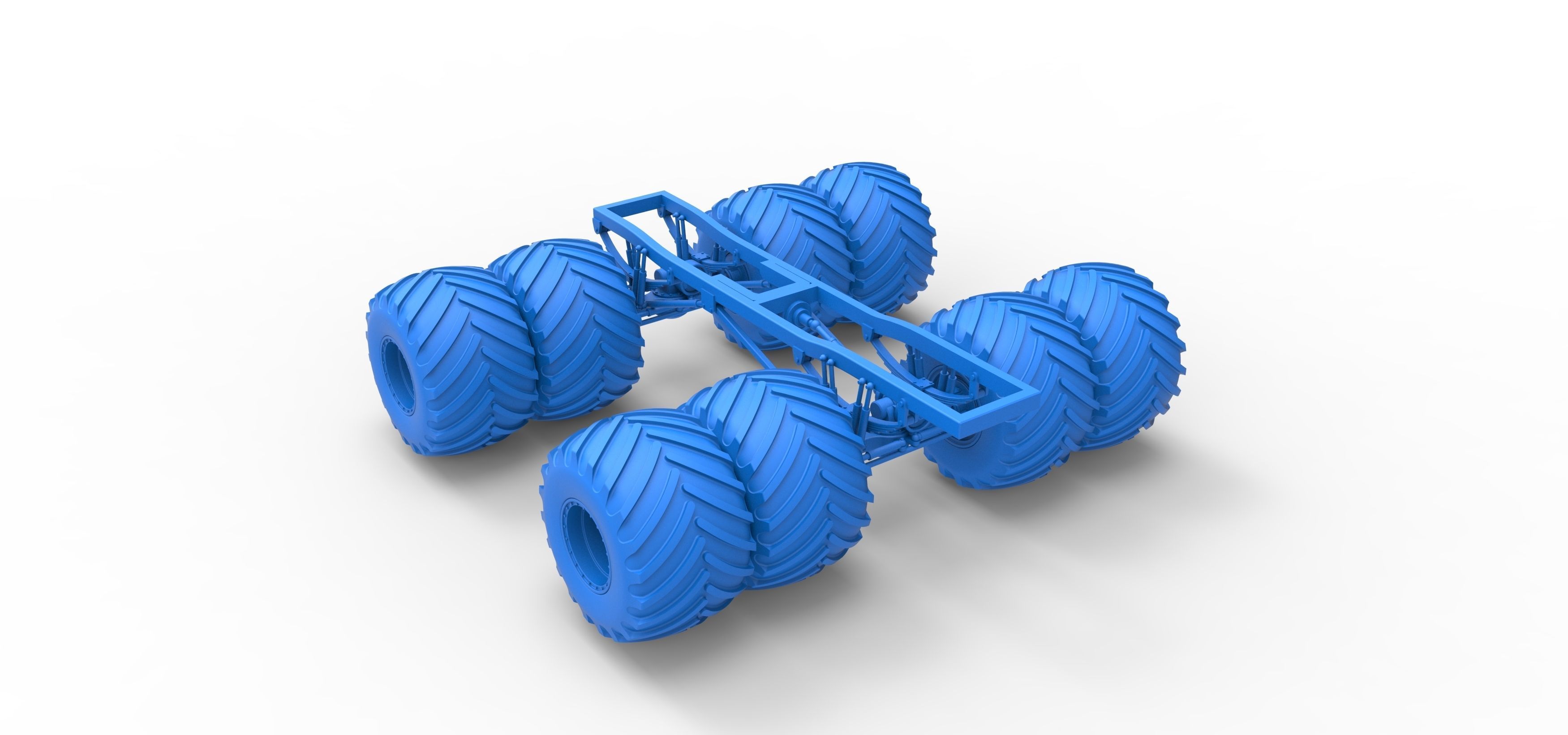 Chassis of vintage monster truck with double wheels 1 to 25 3D print model_26