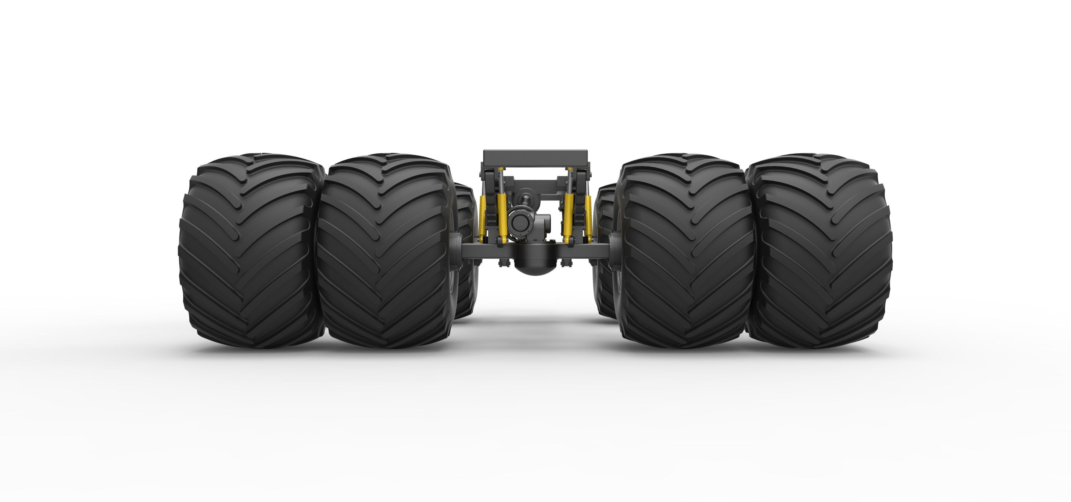 Chassis of vintage monster truck with double wheels 1 to 25 3D print model_6