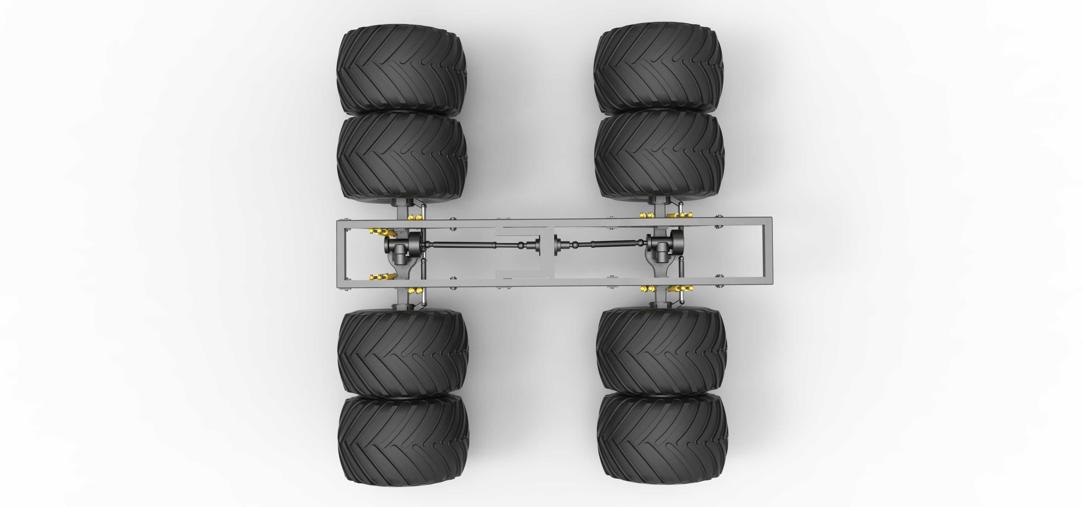 Chassis of vintage monster truck with double wheels 1 to 25 3D print model_10