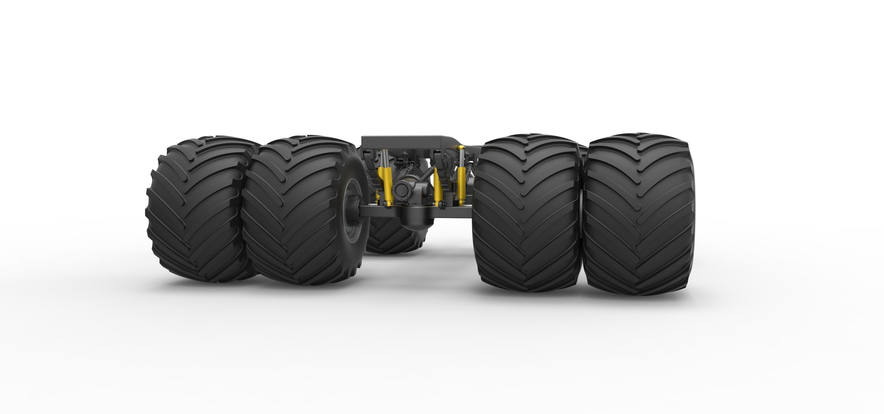 Chassis of vintage monster truck with double wheels 1 to 25 3D print model_5
