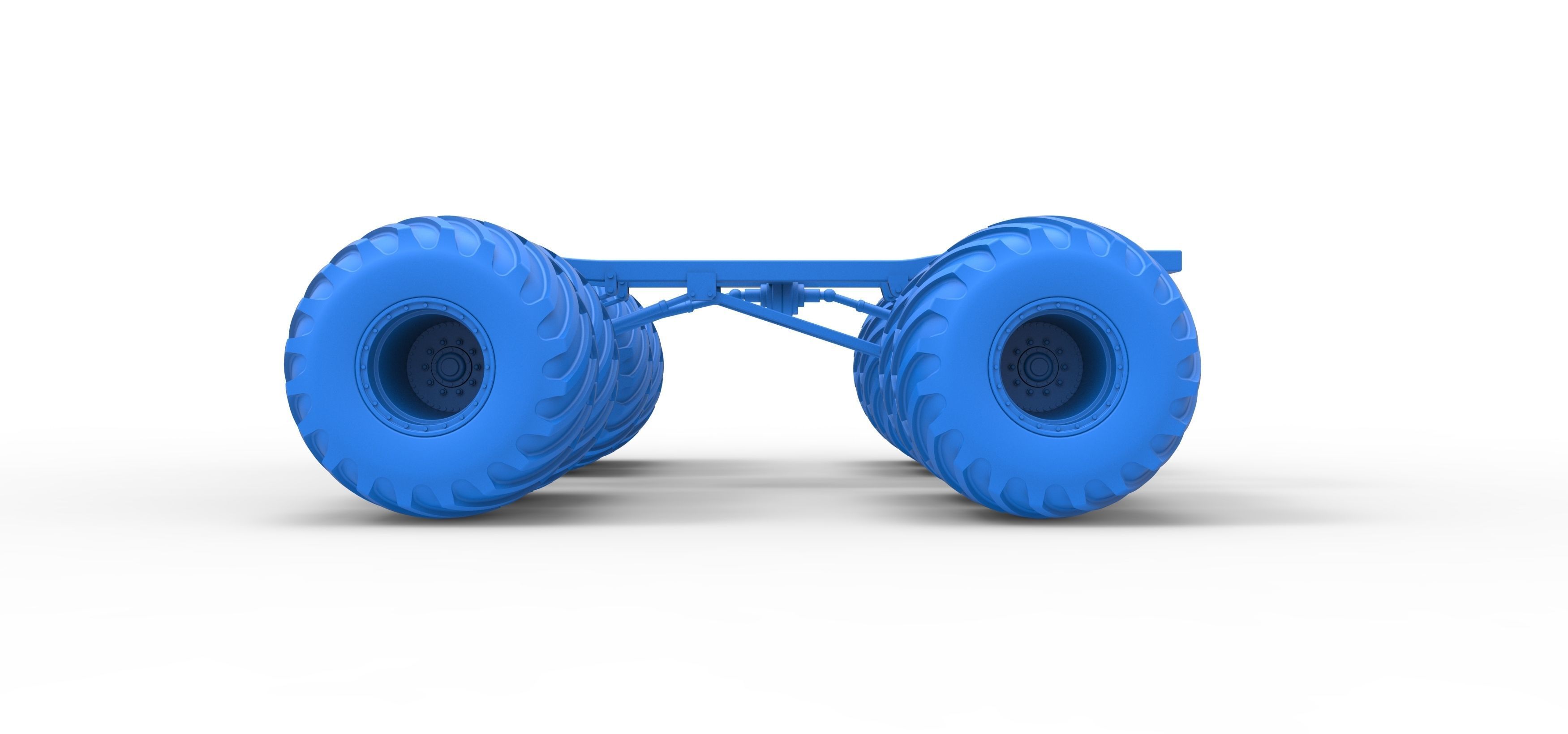 Chassis of vintage monster truck with double wheels 1 to 25 3D print model_23