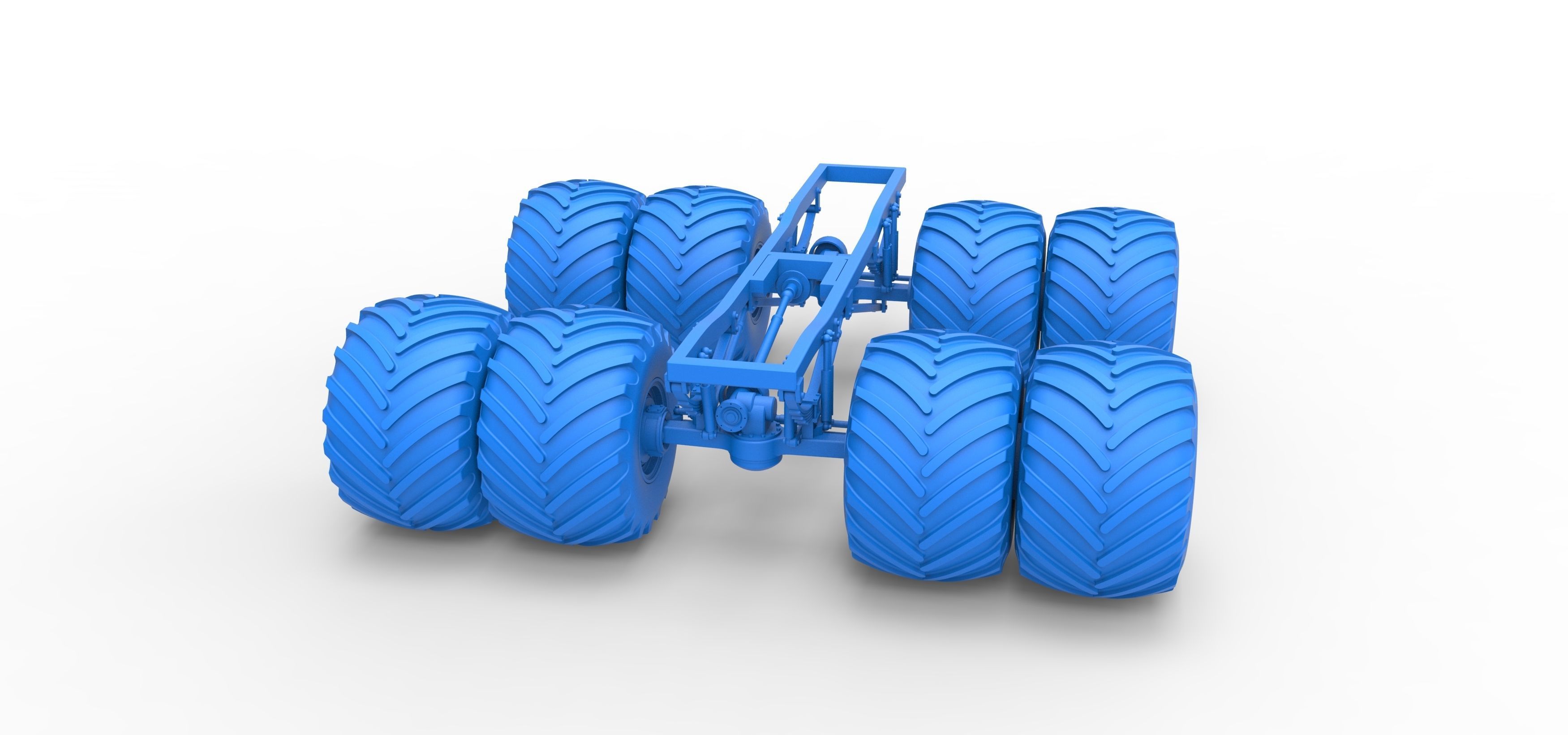 Chassis of vintage monster truck with double wheels 1 to 25 3D print model_19