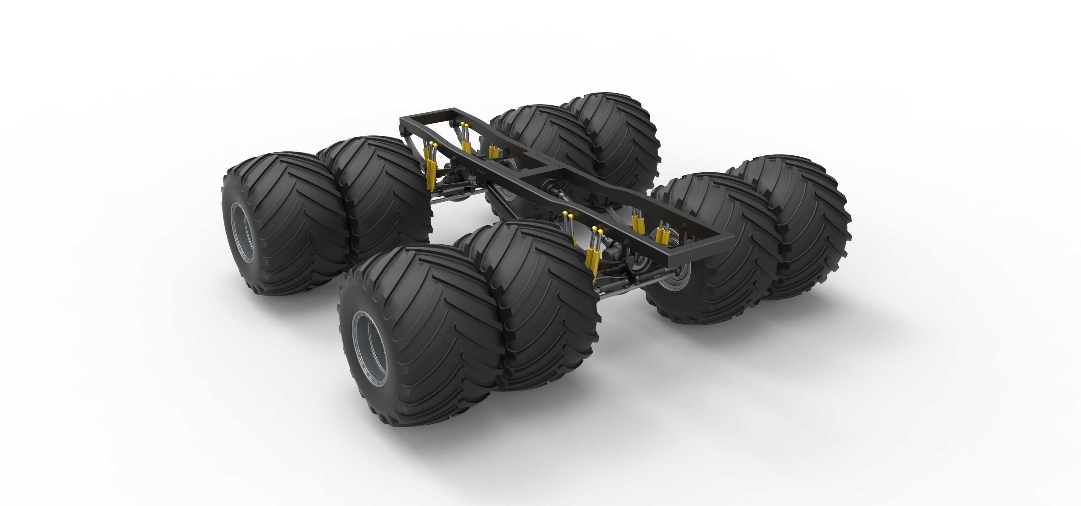 Chassis of vintage monster truck with double wheels 1 to 25 3D print model_11