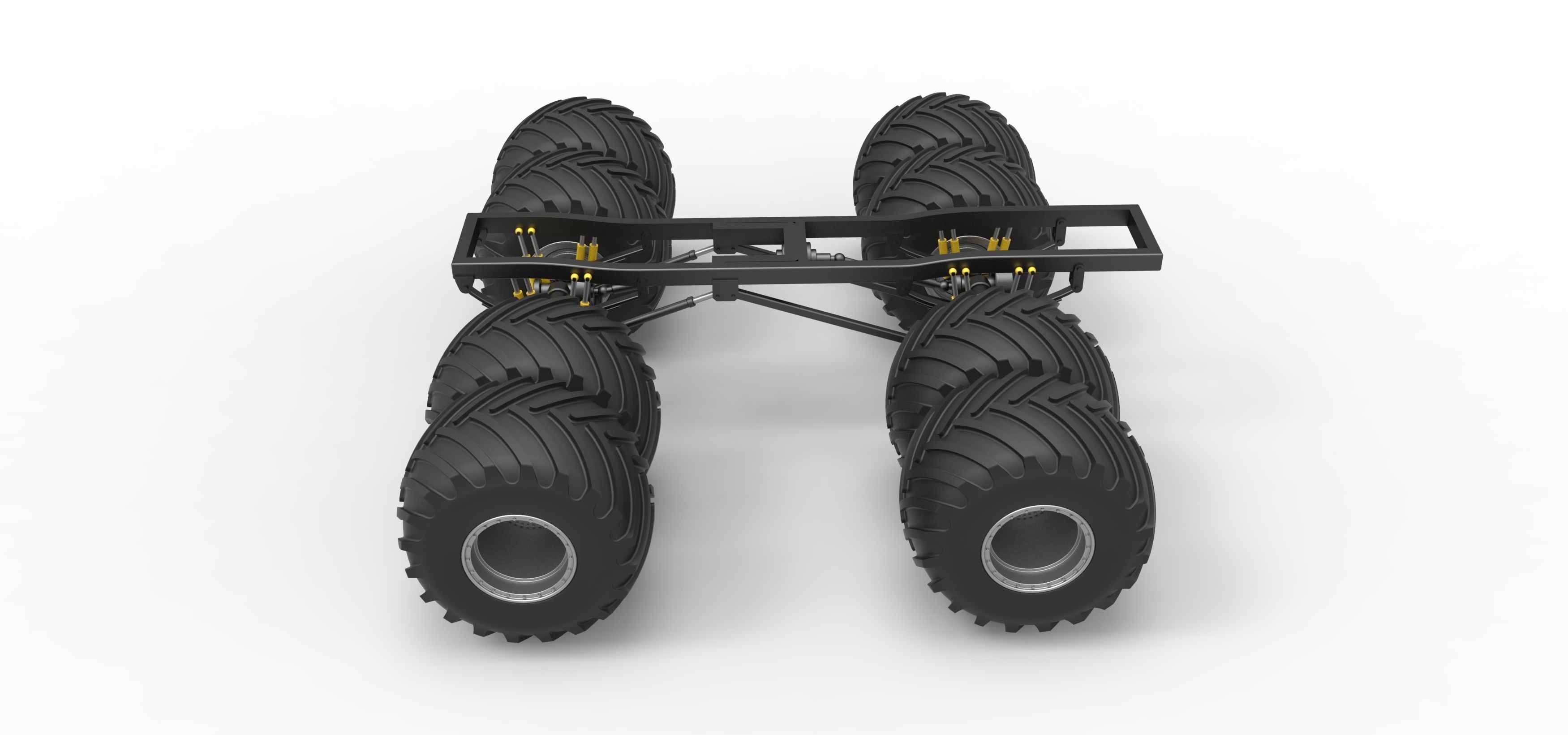Chassis of vintage monster truck with double wheels 1 to 25 3D print model_9