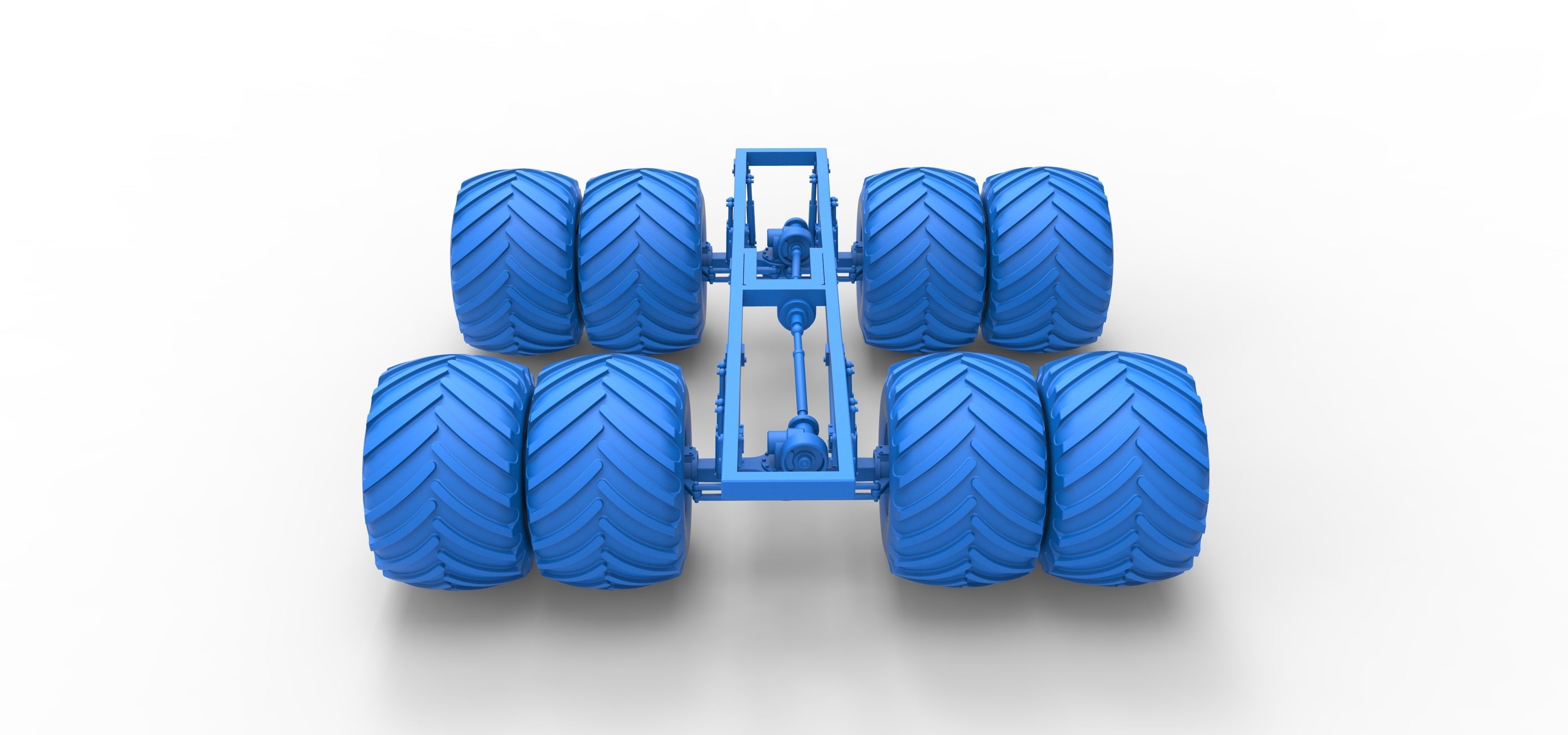 Chassis of vintage monster truck with double wheels 1 to 25 3D print model_29