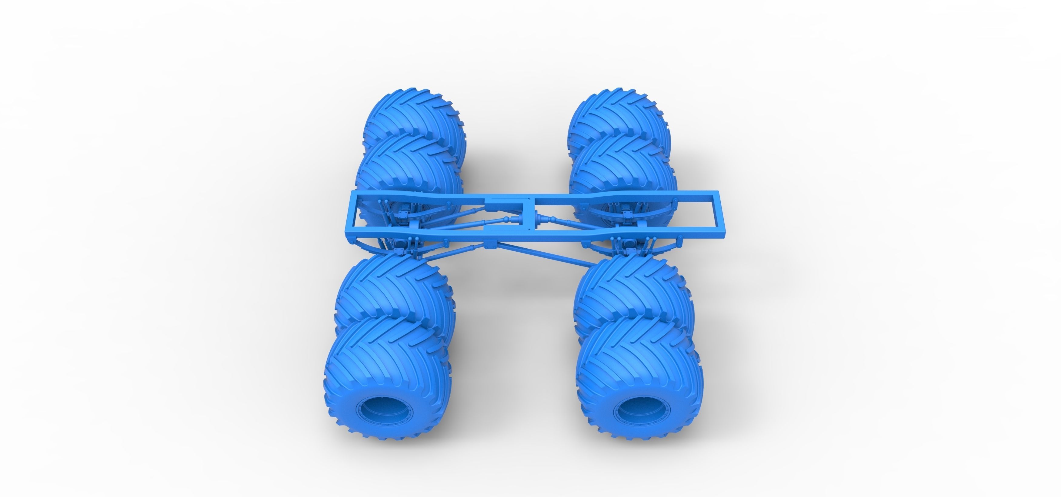 Chassis of vintage monster truck with double wheels 1 to 25 3D print model_24