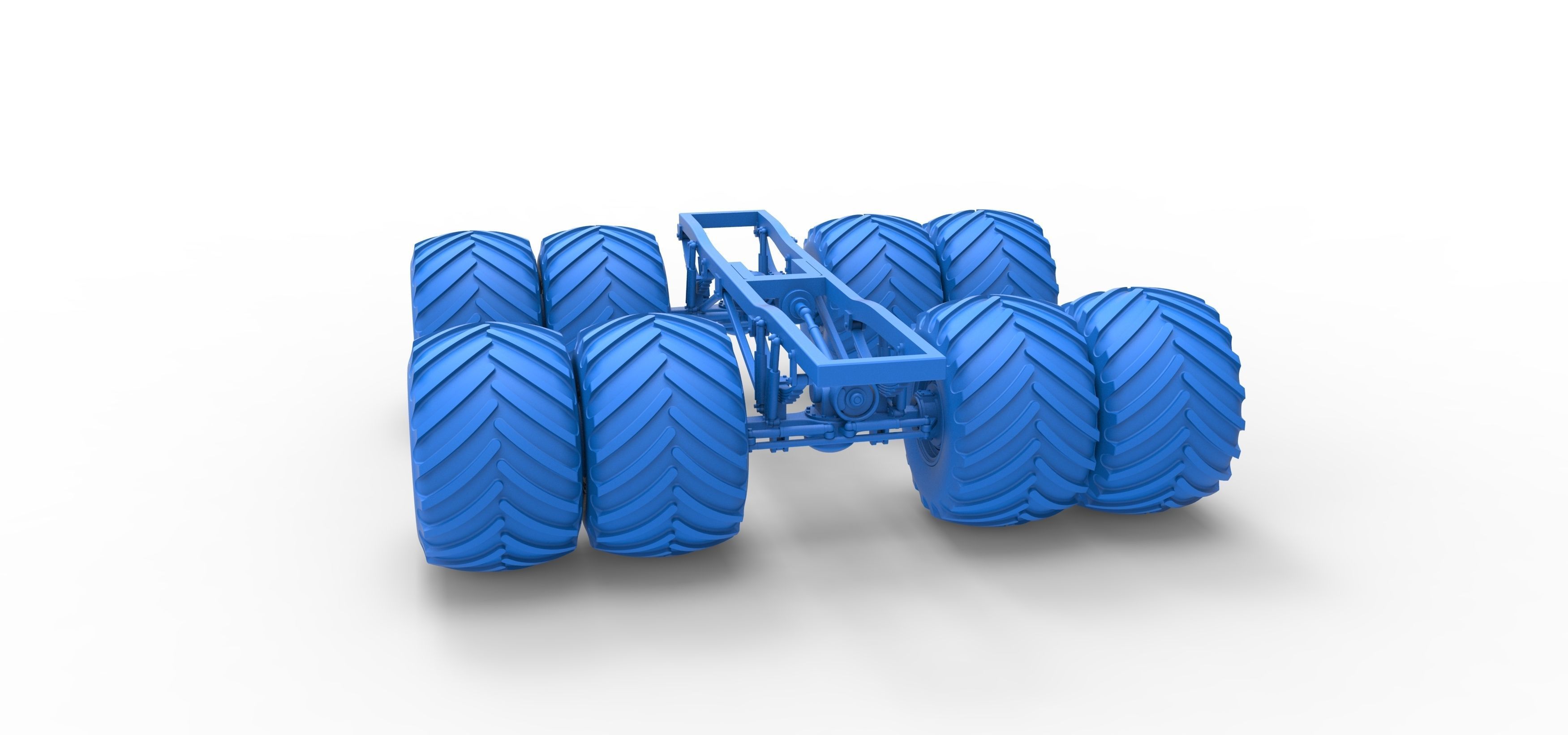 Chassis of vintage monster truck with double wheels 1 to 25 3D print model_27