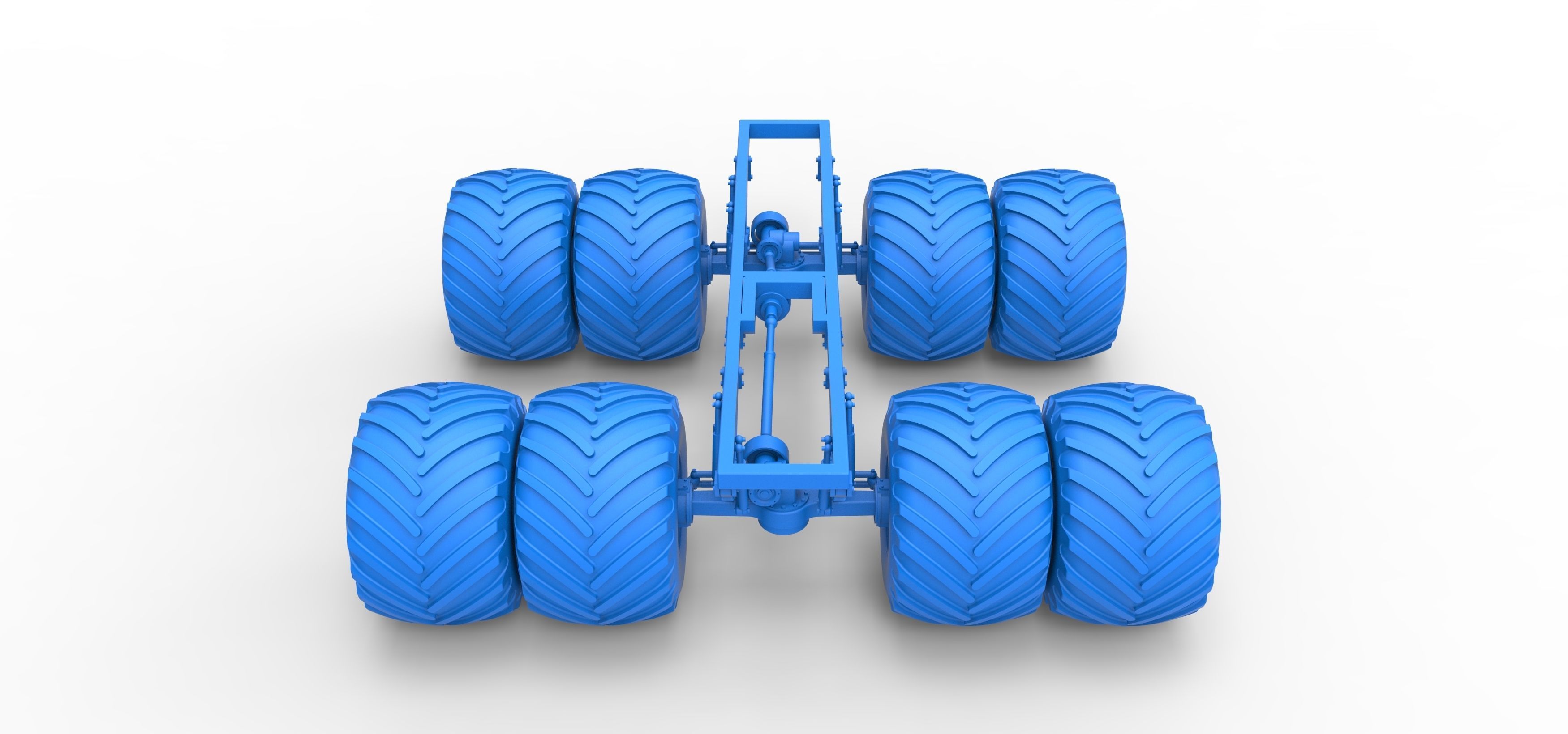 Chassis of vintage monster truck with double wheels 1 to 25 3D print model_22