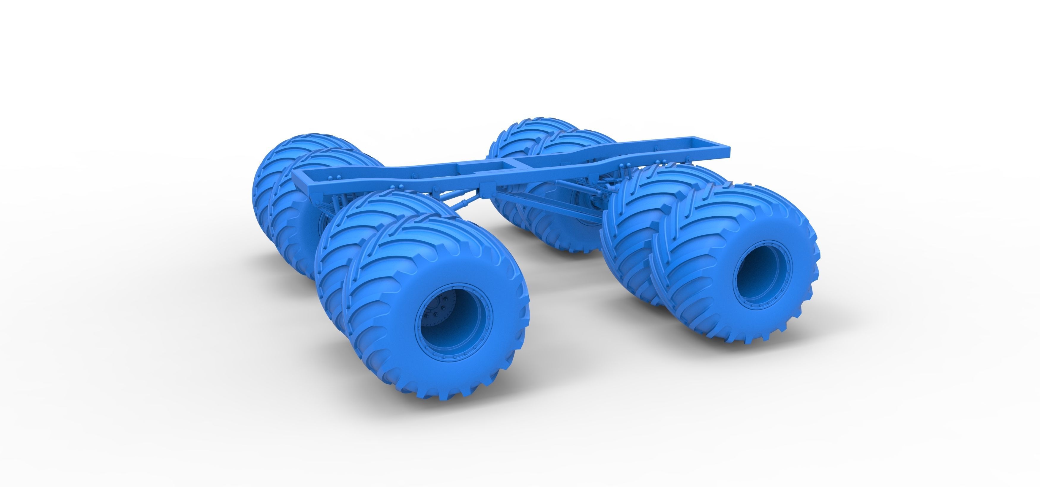 Chassis of vintage monster truck with double wheels 1 to 25 3D print model_15