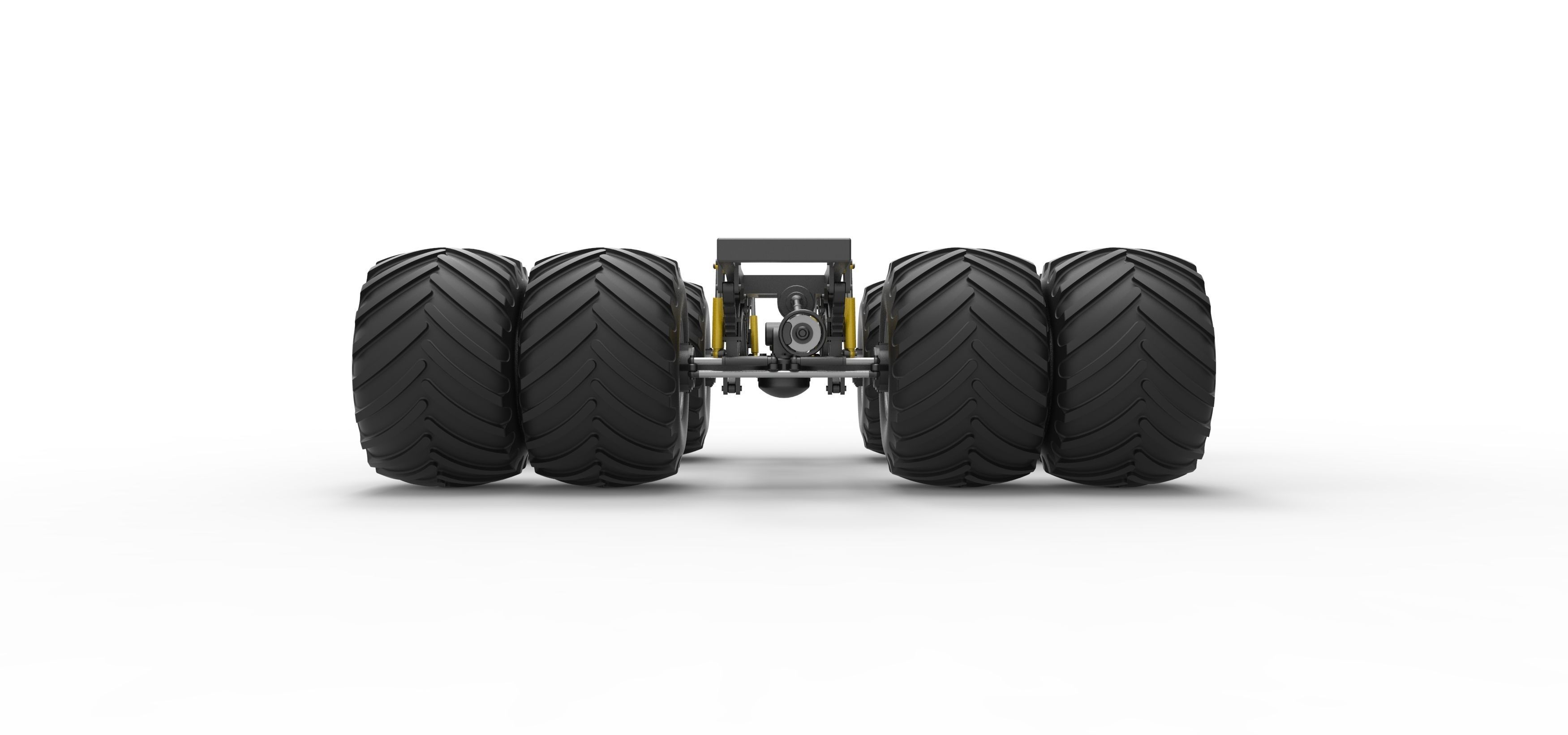 Chassis of vintage monster truck with double wheels 1 to 25 3D print model_13