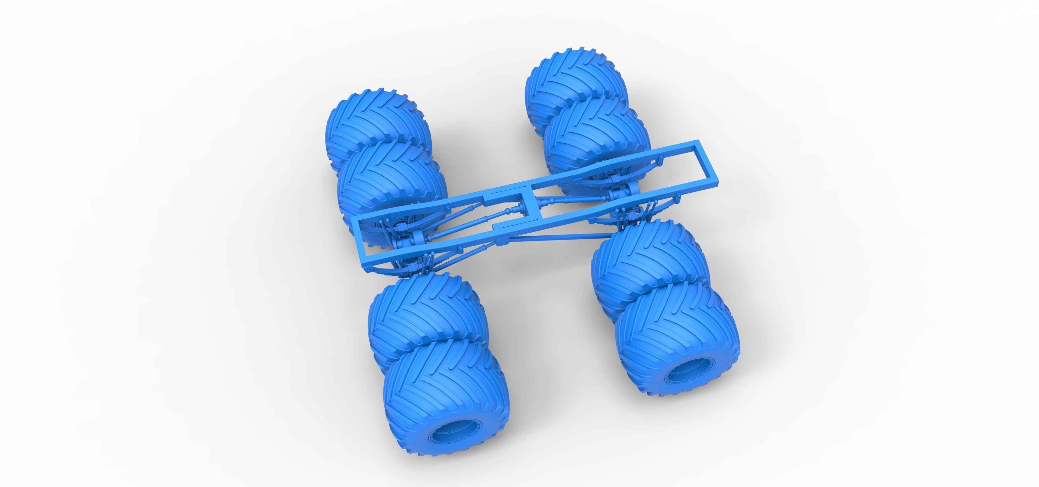 Chassis of vintage monster truck with double wheels 1 to 25 3D print model_18