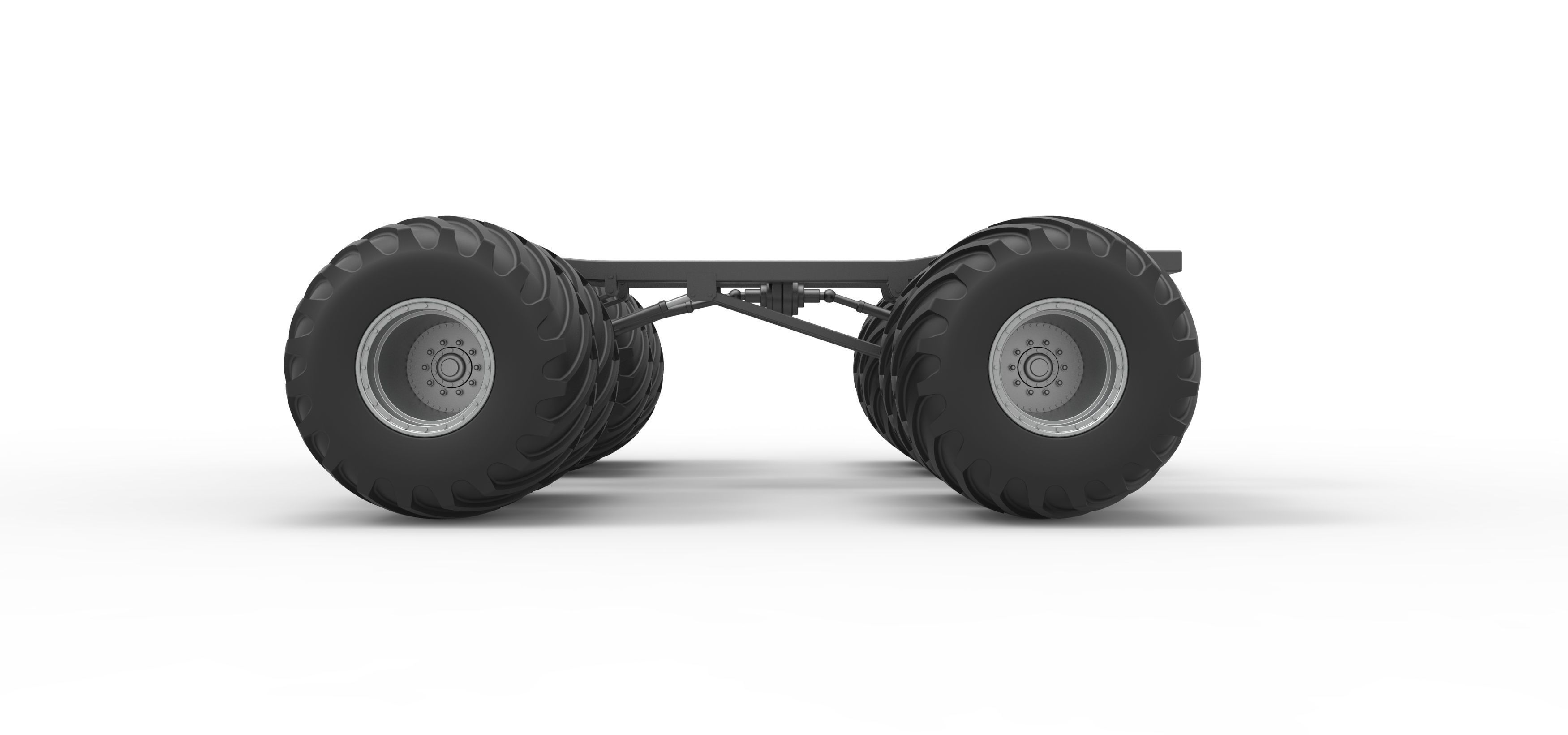 Chassis of vintage monster truck with double wheels 1 to 25 3D print model_8