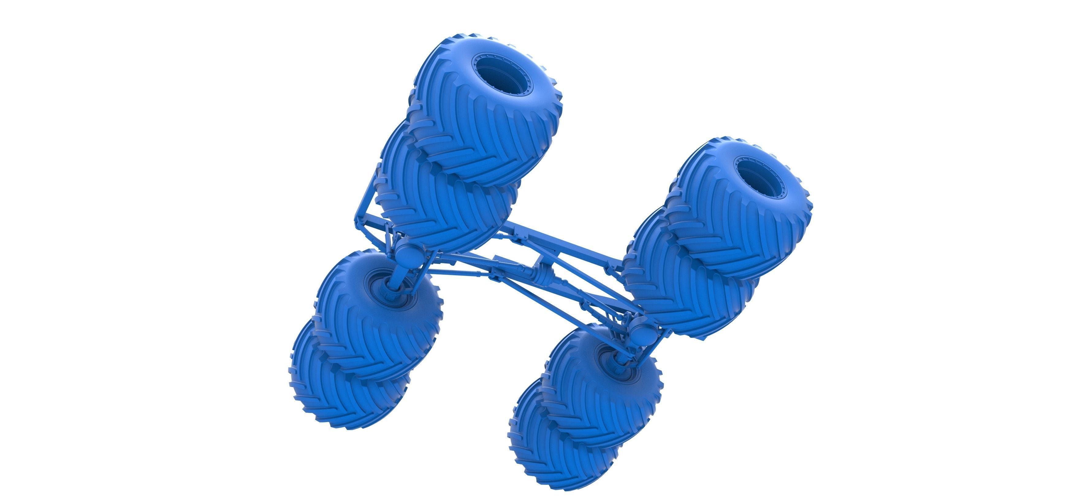Chassis of vintage monster truck with double wheels 1 to 25 3D print model_17