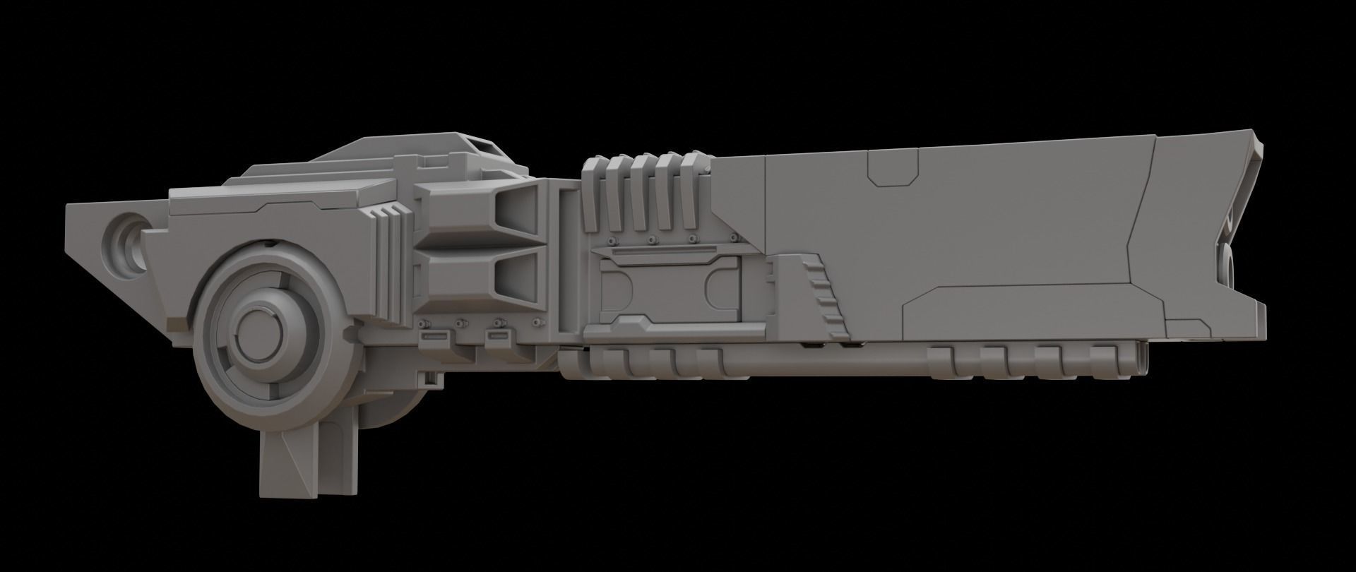 Mecha hard surface cannon 3D model_4