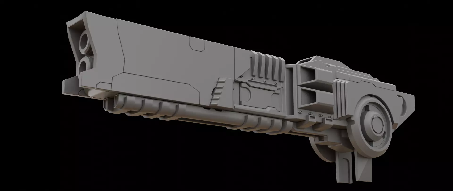 Mecha hard surface cannon 3D model_0