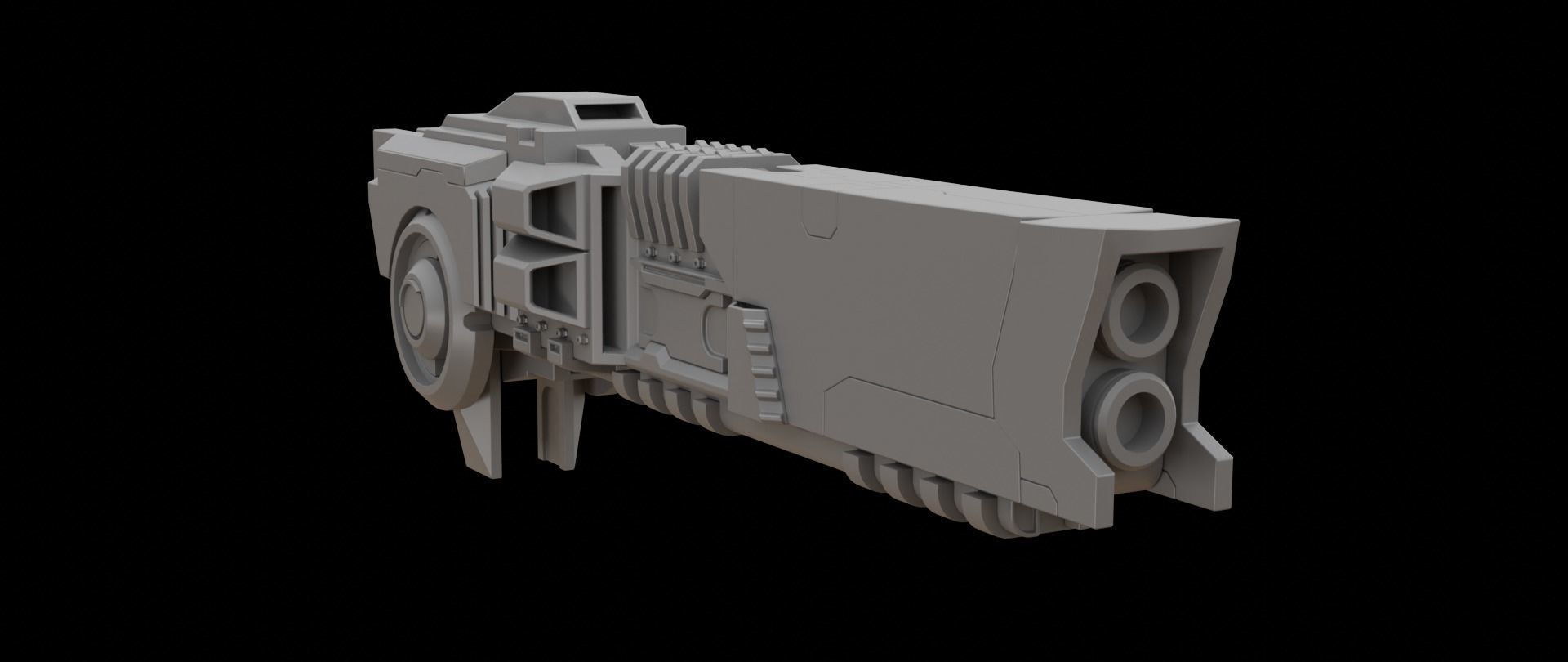 Mecha hard surface cannon 3D model_3