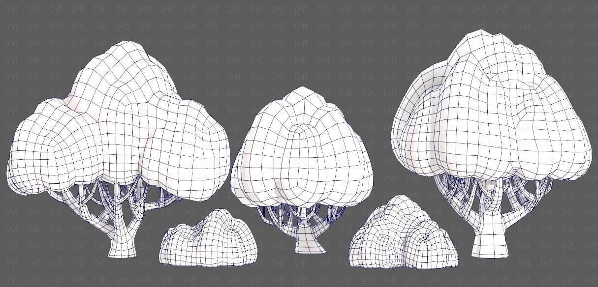 Trees Cartoon V45 Low-poly 3D model_25