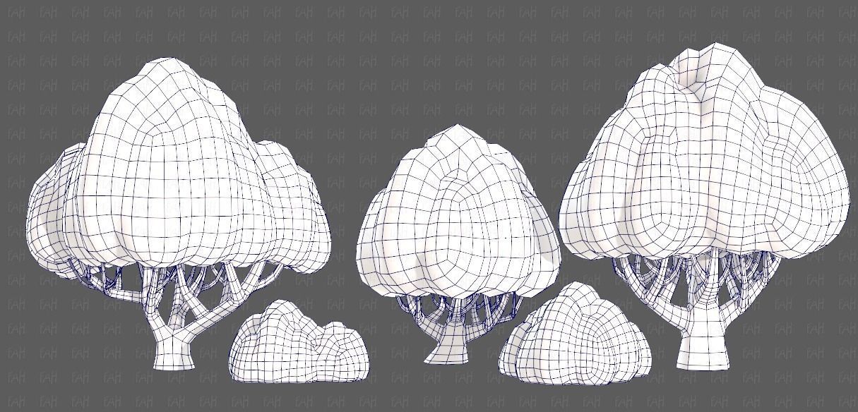 Trees Cartoon V45 Low-poly 3D model_29