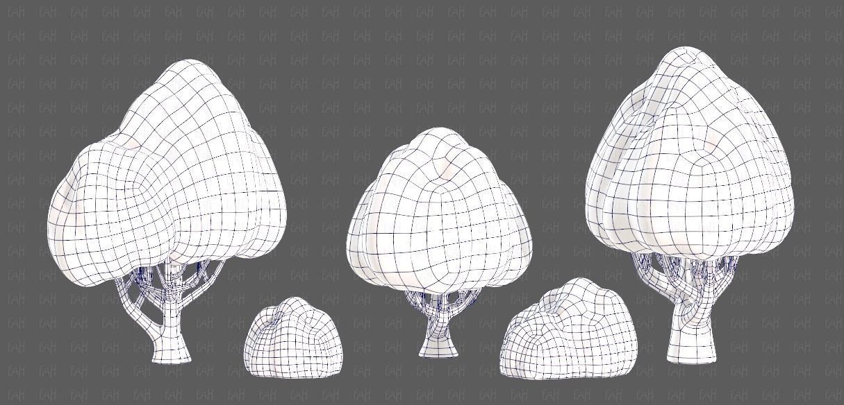 Trees Cartoon V45 Low-poly 3D model_15