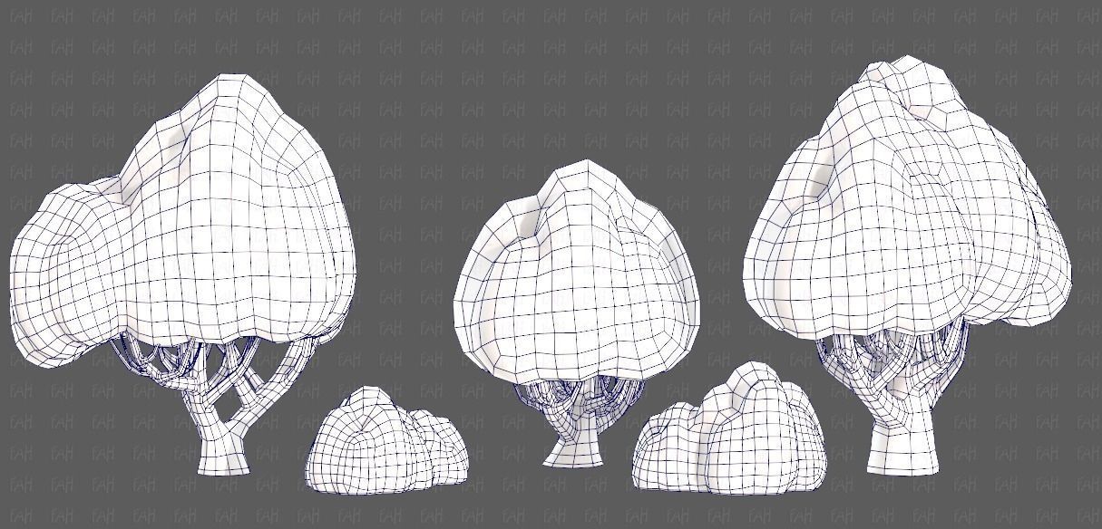 Trees Cartoon V45 Low-poly 3D model_30