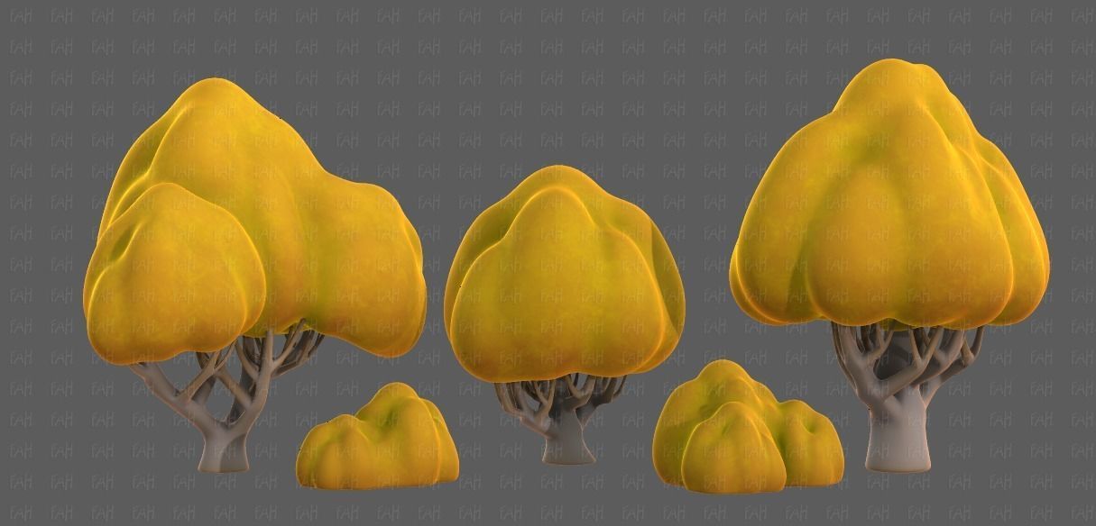 Trees Cartoon V45 Low-poly 3D model_2