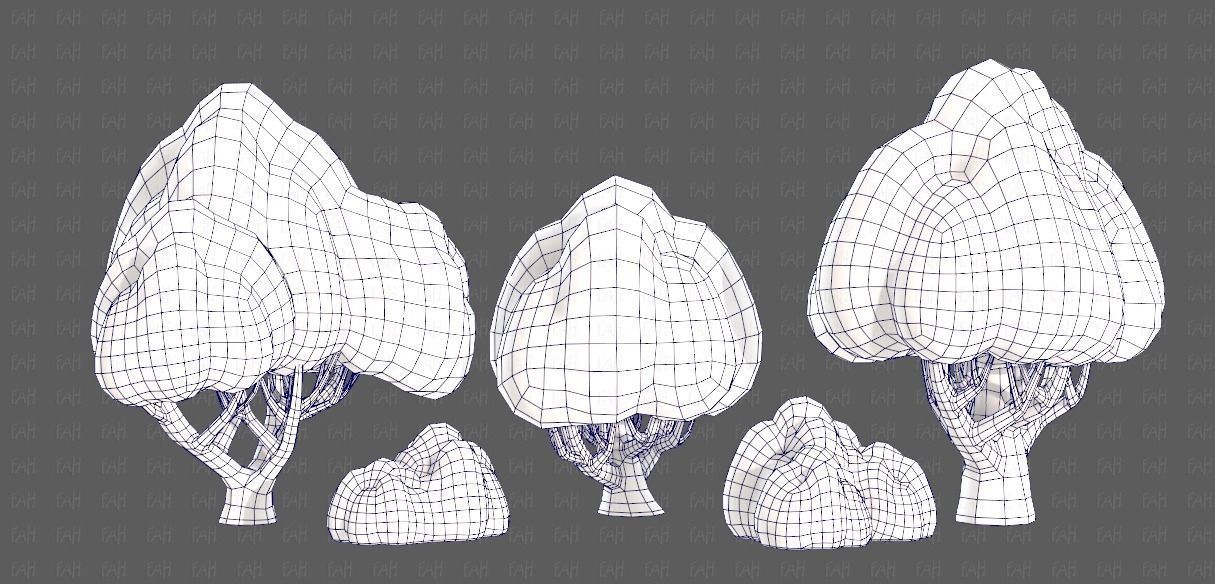 Trees Cartoon V45 Low-poly 3D model_26