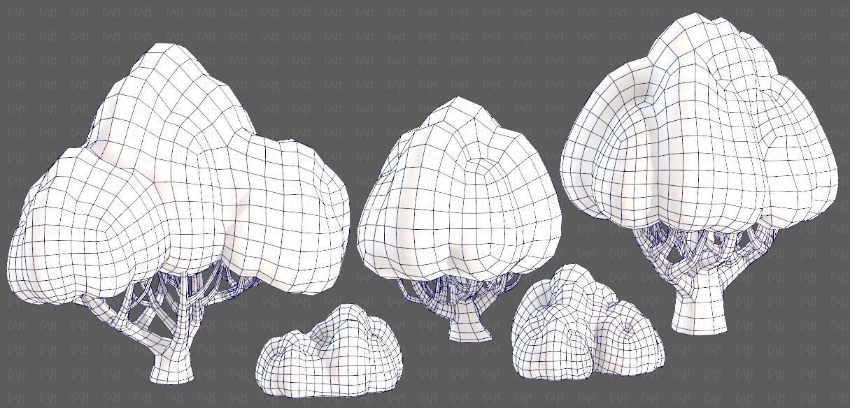 Trees Cartoon V45 Low-poly 3D model_44