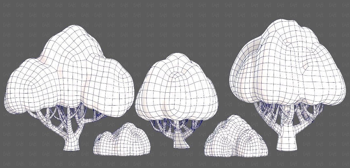 Trees Cartoon V45 Low-poly 3D model_9