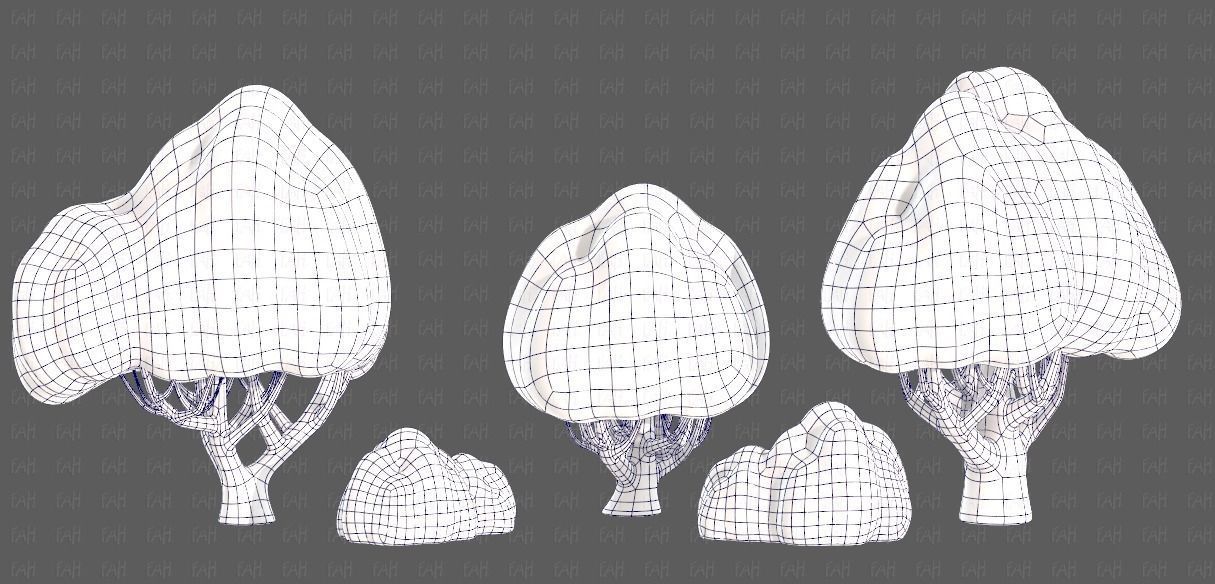 Trees Cartoon V45 Low-poly 3D model_14