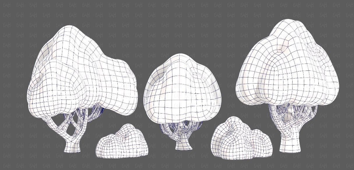 Trees Cartoon V45 Low-poly 3D model_10