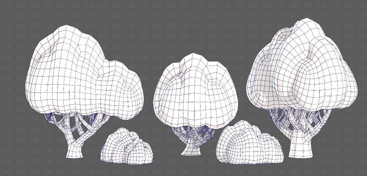 Trees Cartoon V45 Low-poly 3D model_28