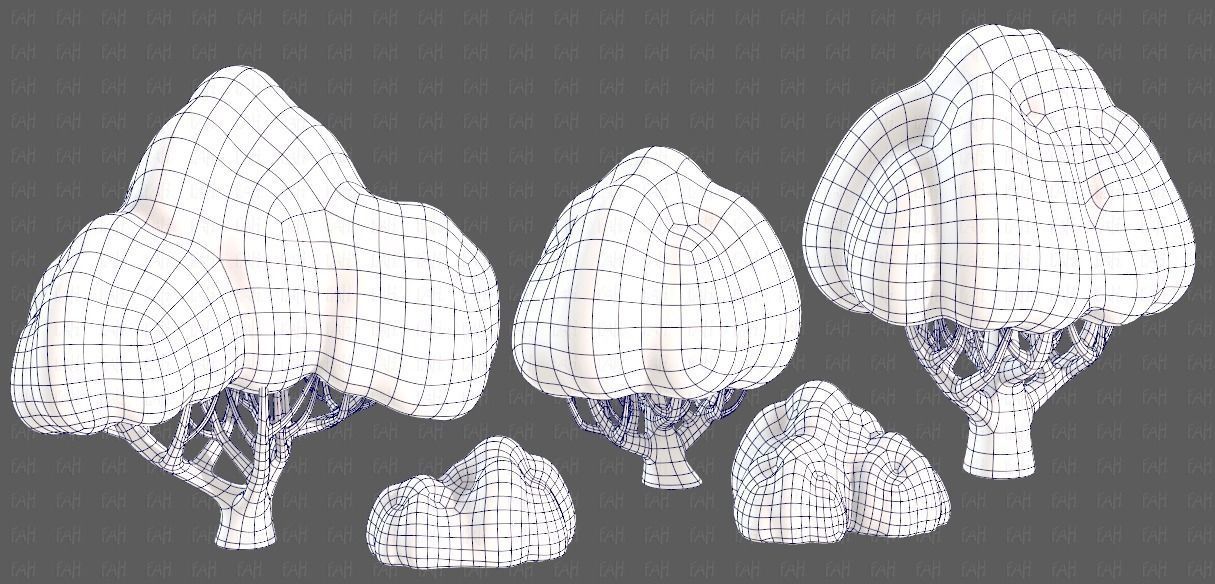 Trees Cartoon V45 Low-poly 3D model_42