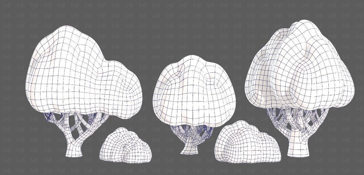 Trees Cartoon V45 Low-poly 3D model_12
