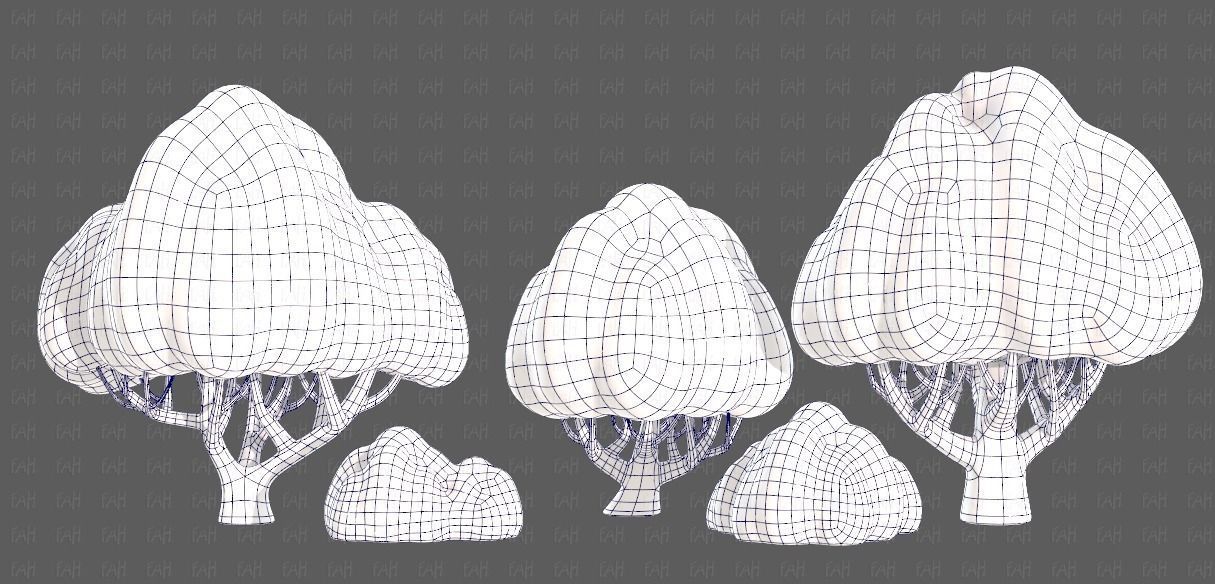 Trees Cartoon V45 Low-poly 3D model_13