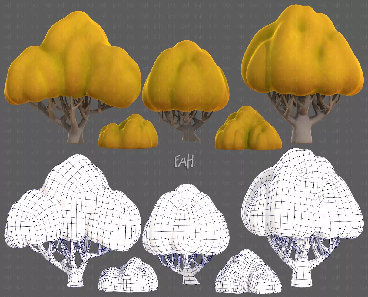 Trees Cartoon V45 Low-poly 3D model_0