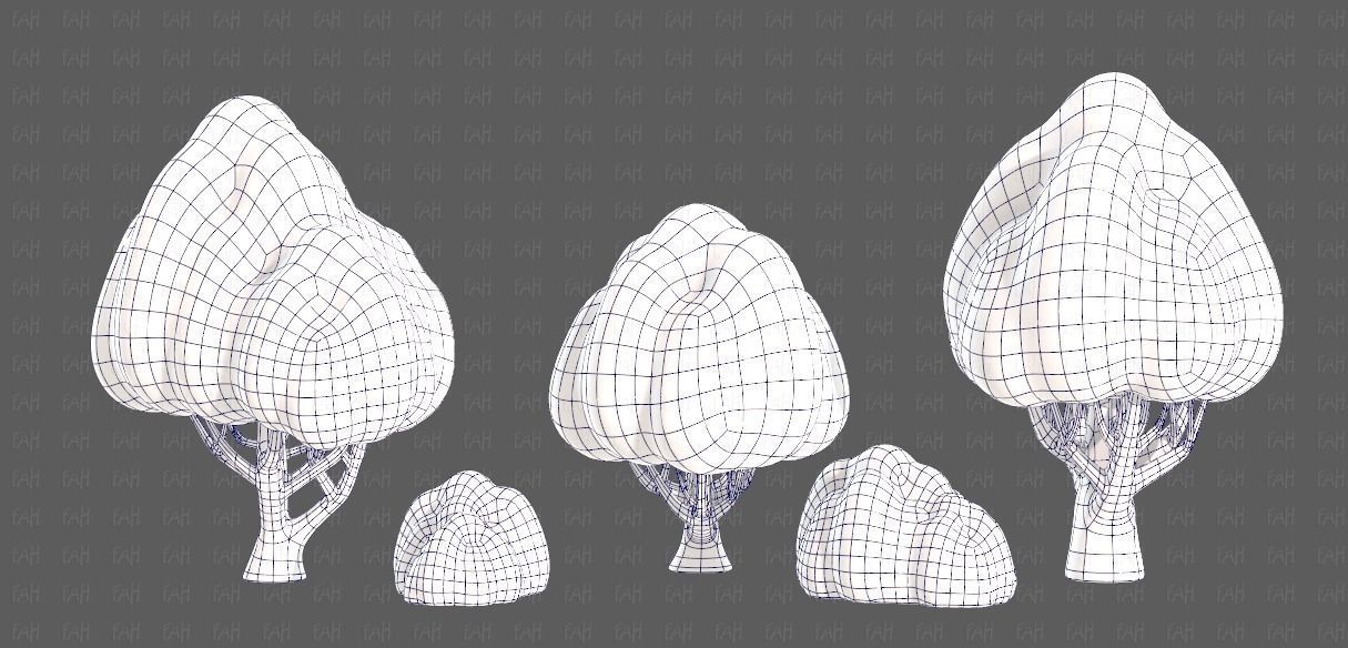 Trees Cartoon V45 Low-poly 3D model_11