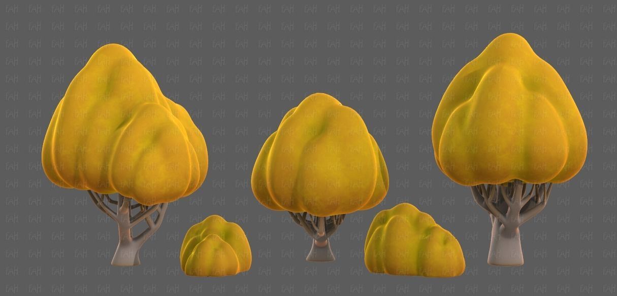 Trees Cartoon V45 Low-poly 3D model_3