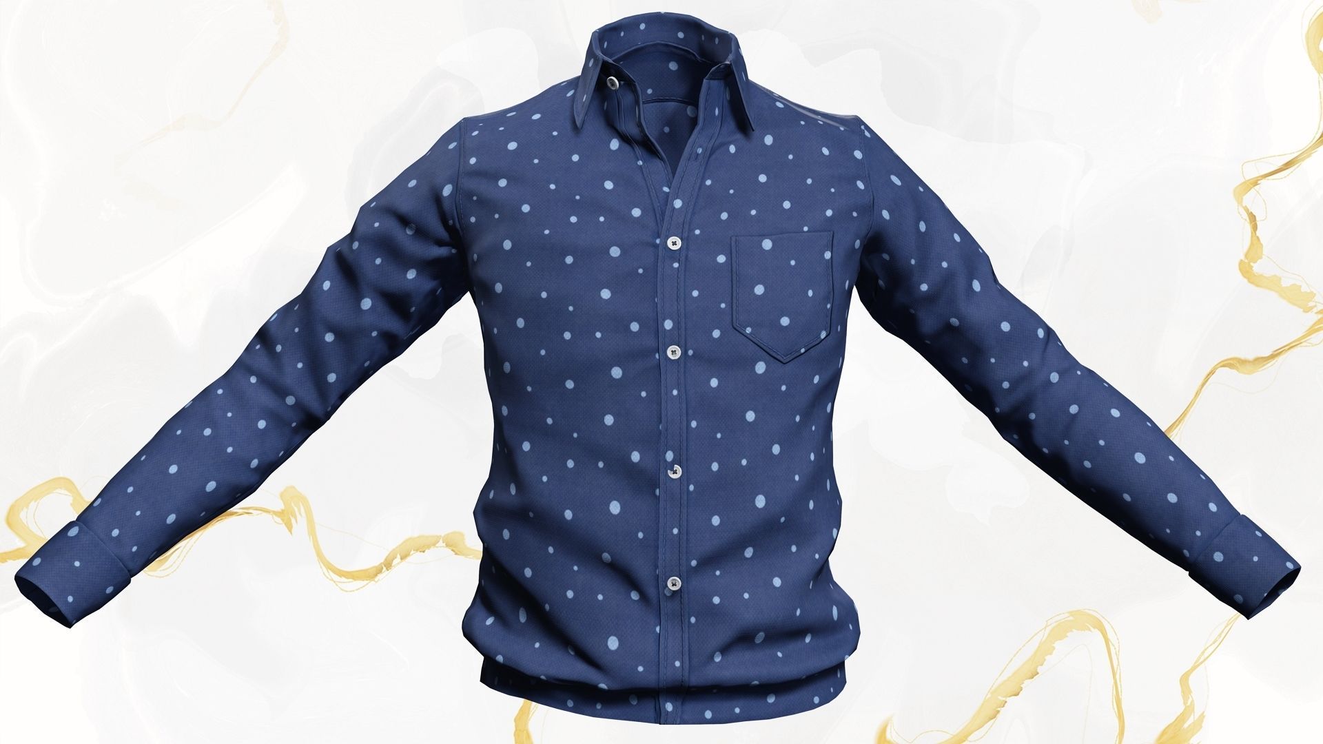 Classic Shirt 3D Realistic Low-poly 3D model_5