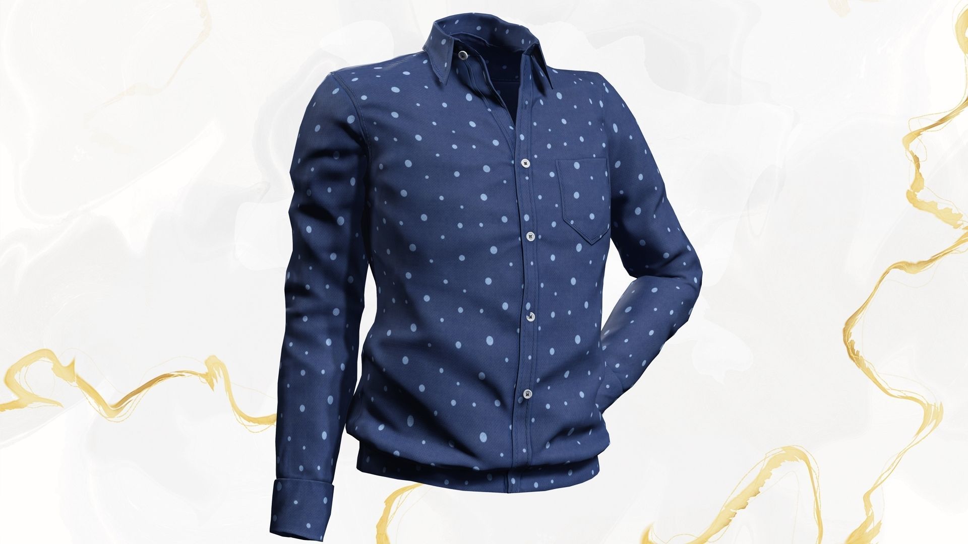 Classic Shirt 3D Realistic Low-poly 3D model_2