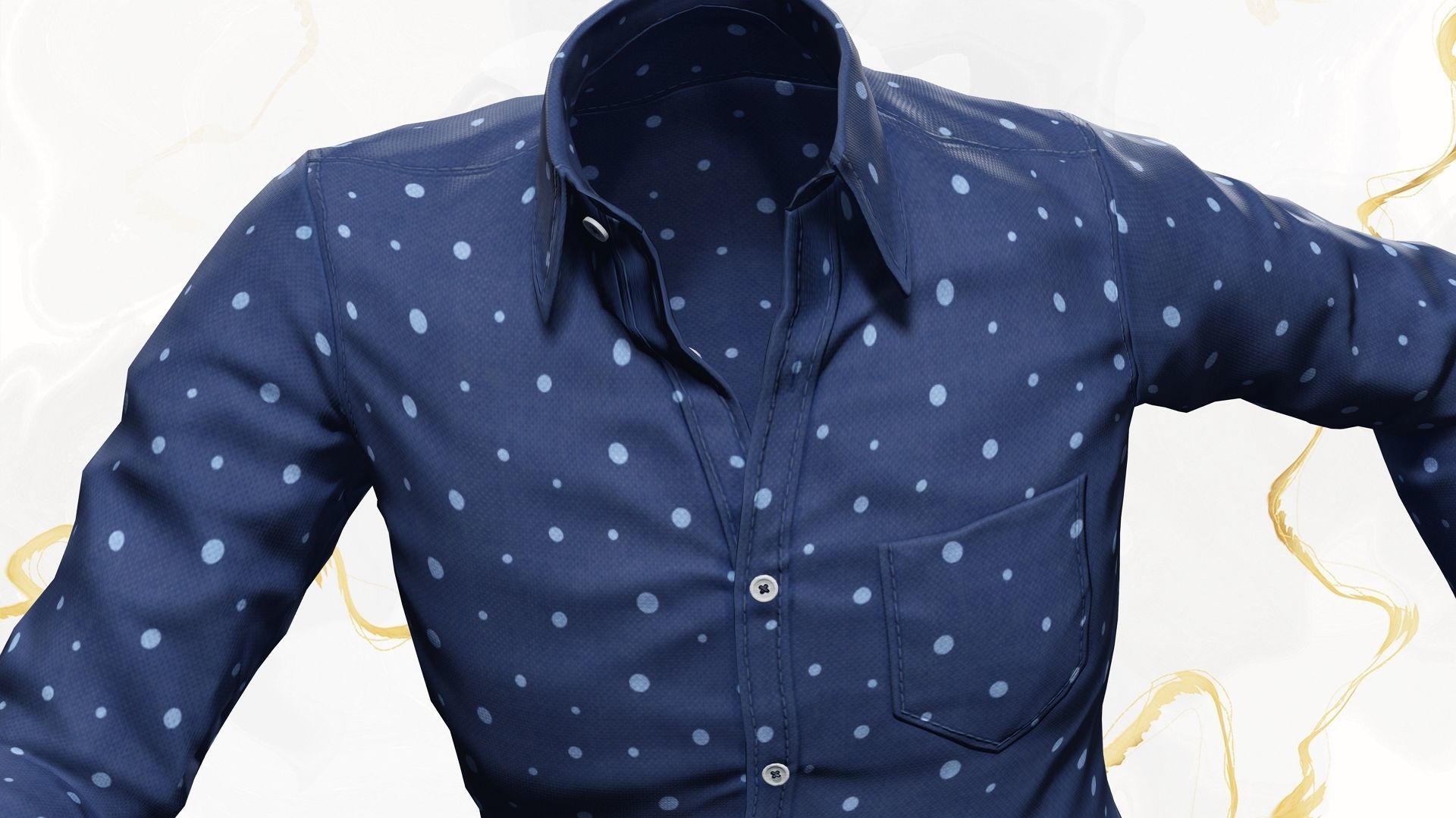 Classic Shirt 3D Realistic Low-poly 3D model_1