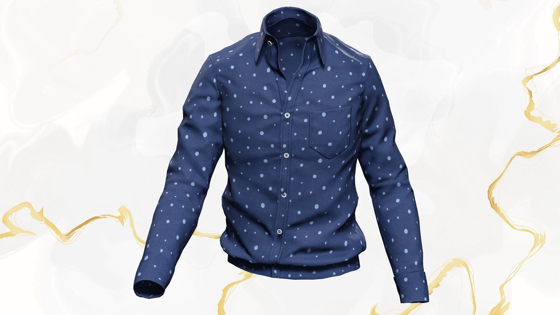 Classic Shirt 3D Realistic Low-poly 3D model_3