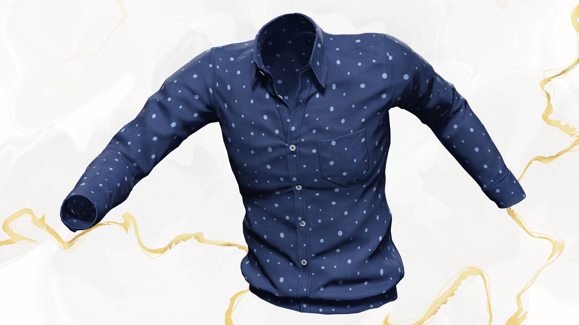 Classic Shirt 3D Realistic Low-poly 3D model_4