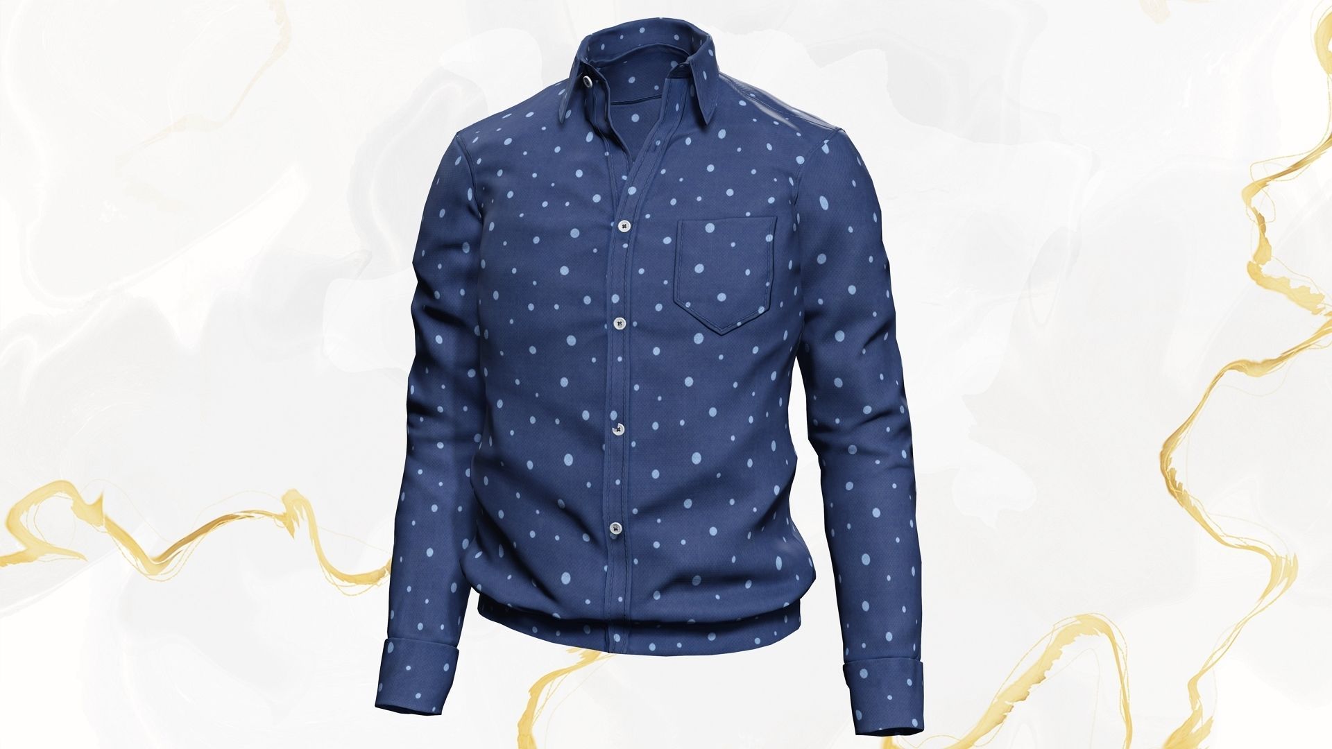 Classic Shirt 3D Realistic Low-poly 3D model_6