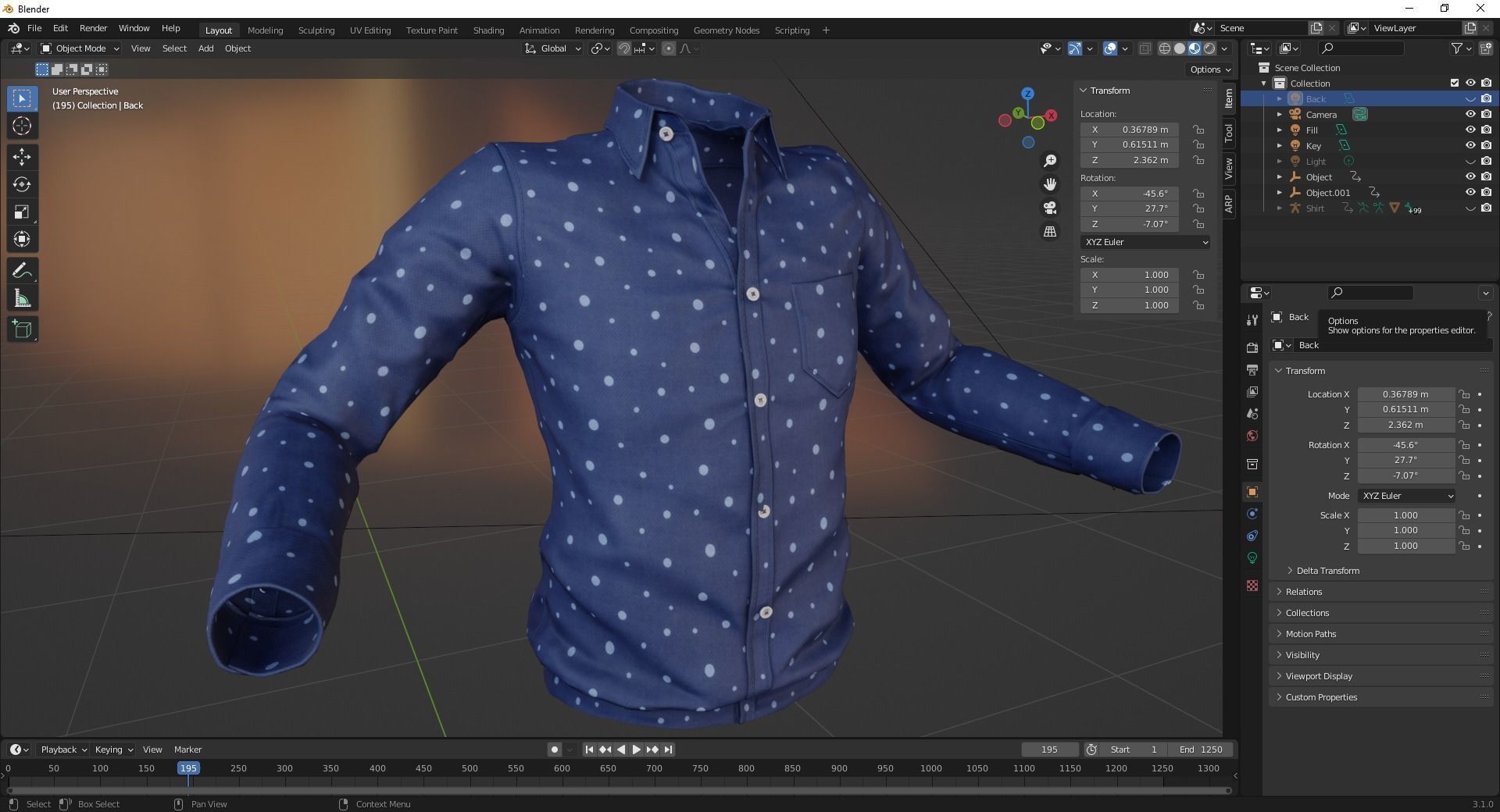 Classic Shirt 3D Realistic Low-poly 3D model_13
