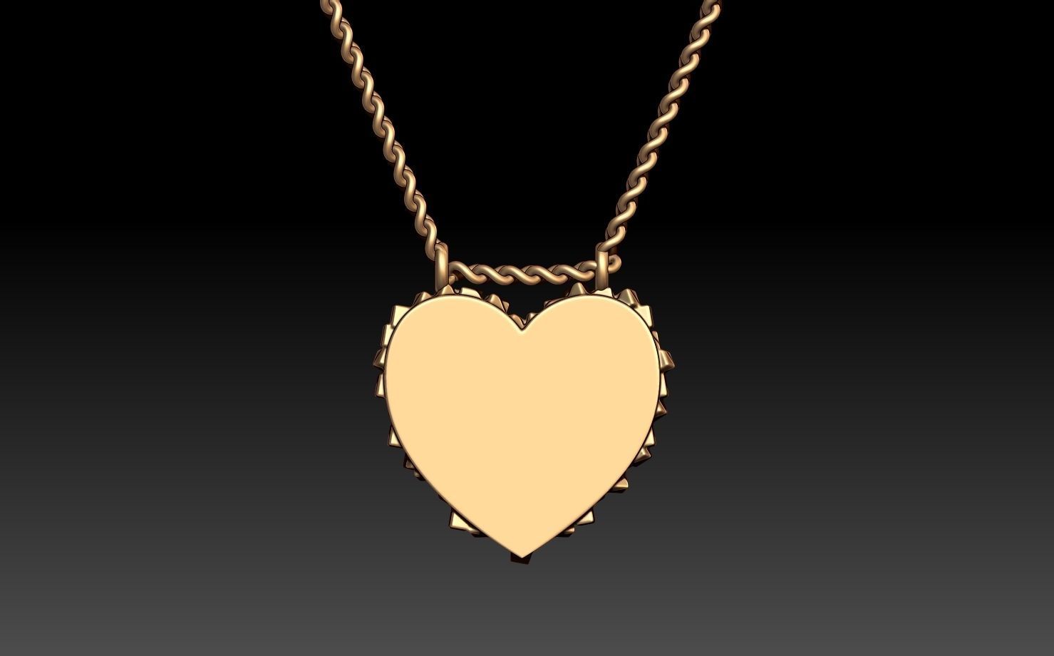 HAMMERED HEART PENDANT 3D print model_2